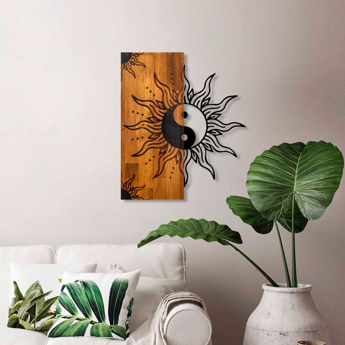 Wallity Yin Yang Escultura de Pared en Madera y Metal